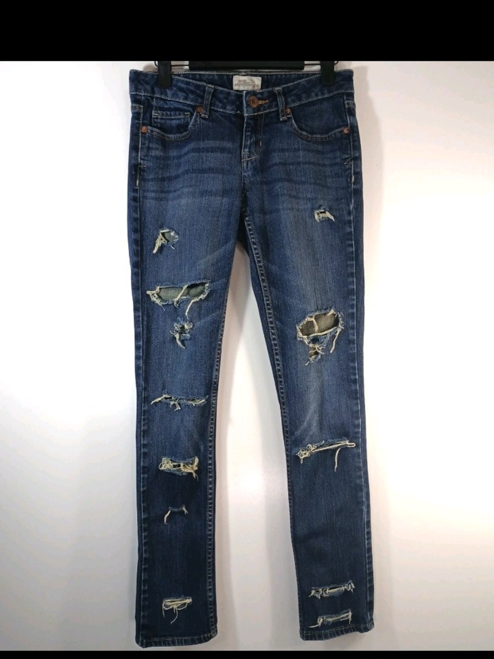Aeropostale Bayla Skinny Jeans Distressed Low Rise Casual Denim Y2K